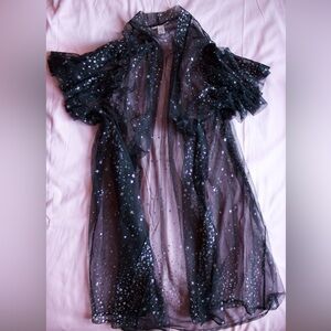 Victoria’s Secret Black Glitter Tulle Covering with Silver Stars